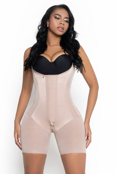 Faja luxury colombiana 502536 beige Fajitex - faja moldeadora media pierna frontal