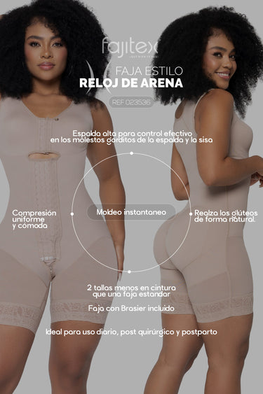 FAJA MODELADORA RELOJ DE ARENA MEDIA PIERNA CON BRASIER Y EFECTO LEVANTA COLA